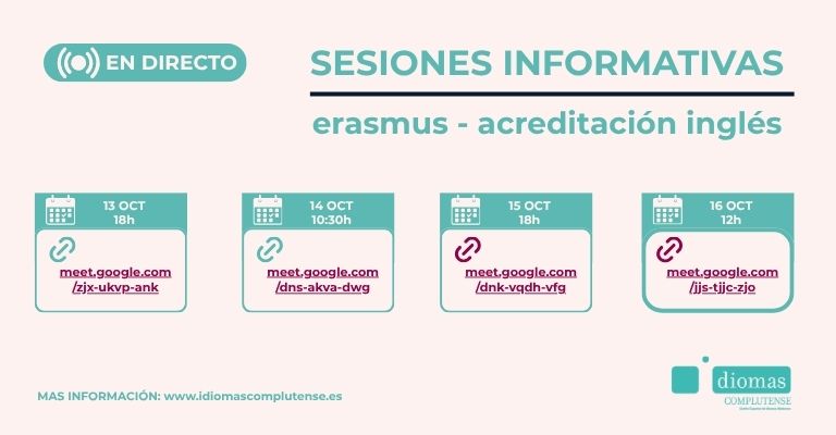 Sesiones informativas sobre el examen de inglés para Erasmus